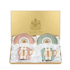 Special Edition Lustre Pink And Green Coffee Cup And Saucer*Royal Collection Shop Outlet