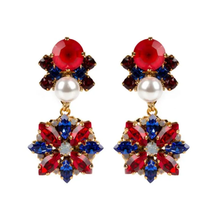 Vicki Sarge Red, White And Blue Large Drop Earrings*Royal Collection Shop Outlet