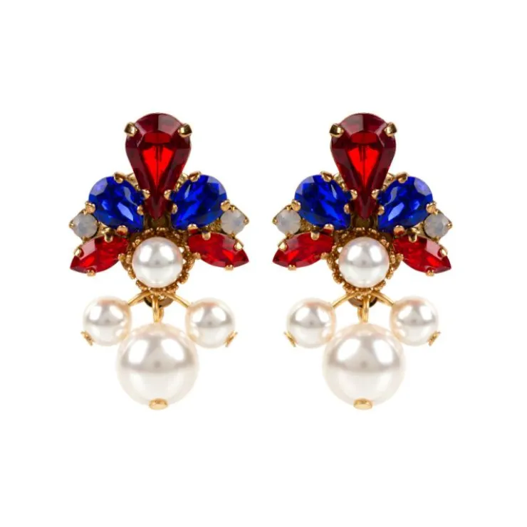Vicki Sarge Red, White And Blue Pearl Drop Earrings*Royal Collection Shop Sale
